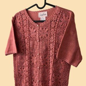 Jaclyn Smith Women's Crochet Cardigan - Pink